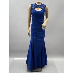 Xscape Dress Women 2 Royal Blue Prom Mermaid Lace Keyhole Ruched Tafeta Formal